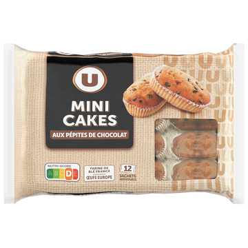 U Mini cakes aux pépites de chocolat 12 pièces, 450g