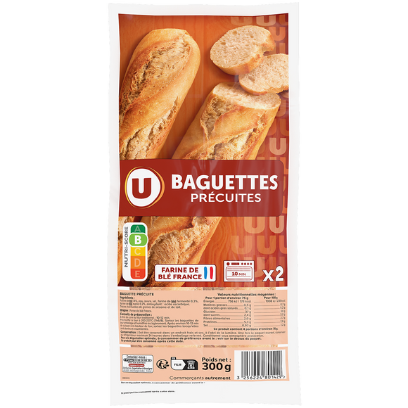 U Baguettes précuites longue conservation  2x150g