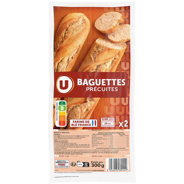 U Baguettes précuites longue conservation 2x150g