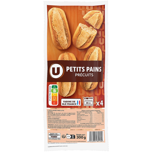 U Mini pains précuits  4 pièces, 300g