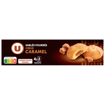 U Biscuits sablés pur beurre fourré au caramel paquet de 100g