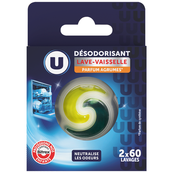 U Désodorisant lave-vaiselle U parfum citron x2