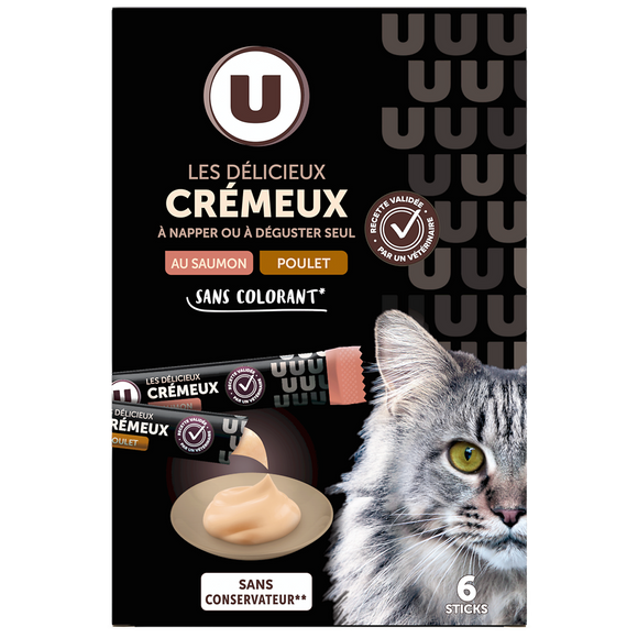 U Snack crémeux pour chat au saumon poulet U 6x15g