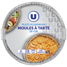 U Moules à tarte aluminium 26cm x3