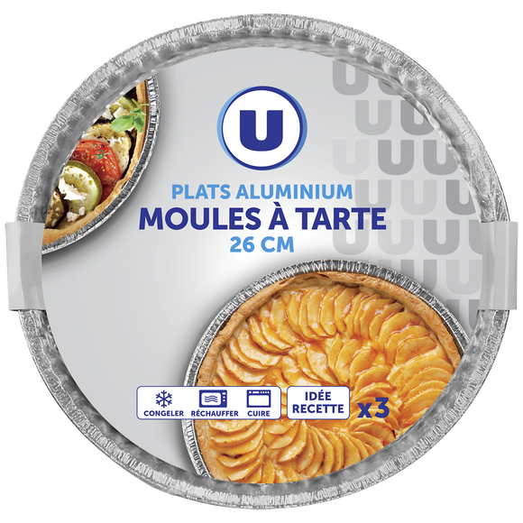 U Moules à tarte aluminium 26cm x3