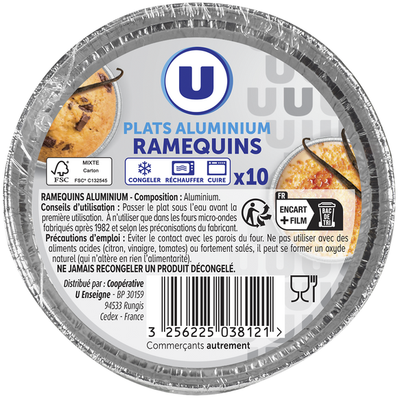 U Ramequins aluminium  x10