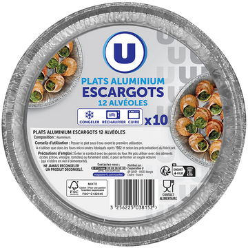 U Plats aluminium escargots 12 alvéoles x10