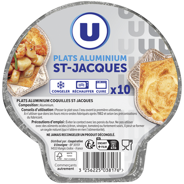U Plats aluminium coquilles St-Jacques  x10