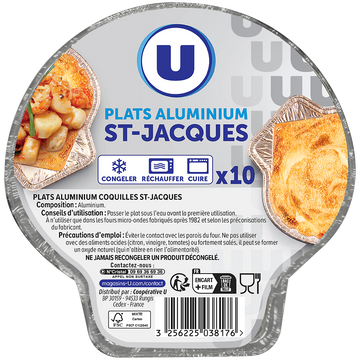 U Plats aluminium coquilles St-Jacques x10