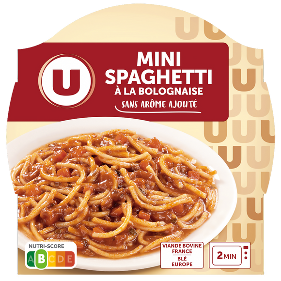 U Spaghetti à la bolognaise  barquette micro-ondable de 300g