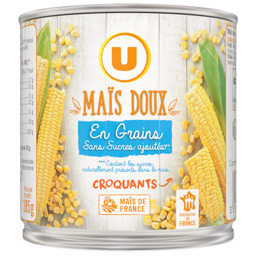 U Maïs doux en grains sans sucre ajouté - Boîte 285g