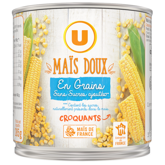 U Maïs doux en grains sans sucre ajouté - Boîte 285g