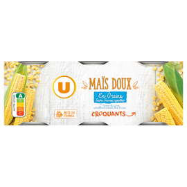 U Maïs doux en grains sans sucre ajouté - 3 boîtes de 140g