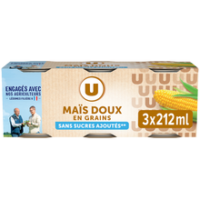 U Maïs doux en grains sans sucre ajouté - 3 boîtes de 140g