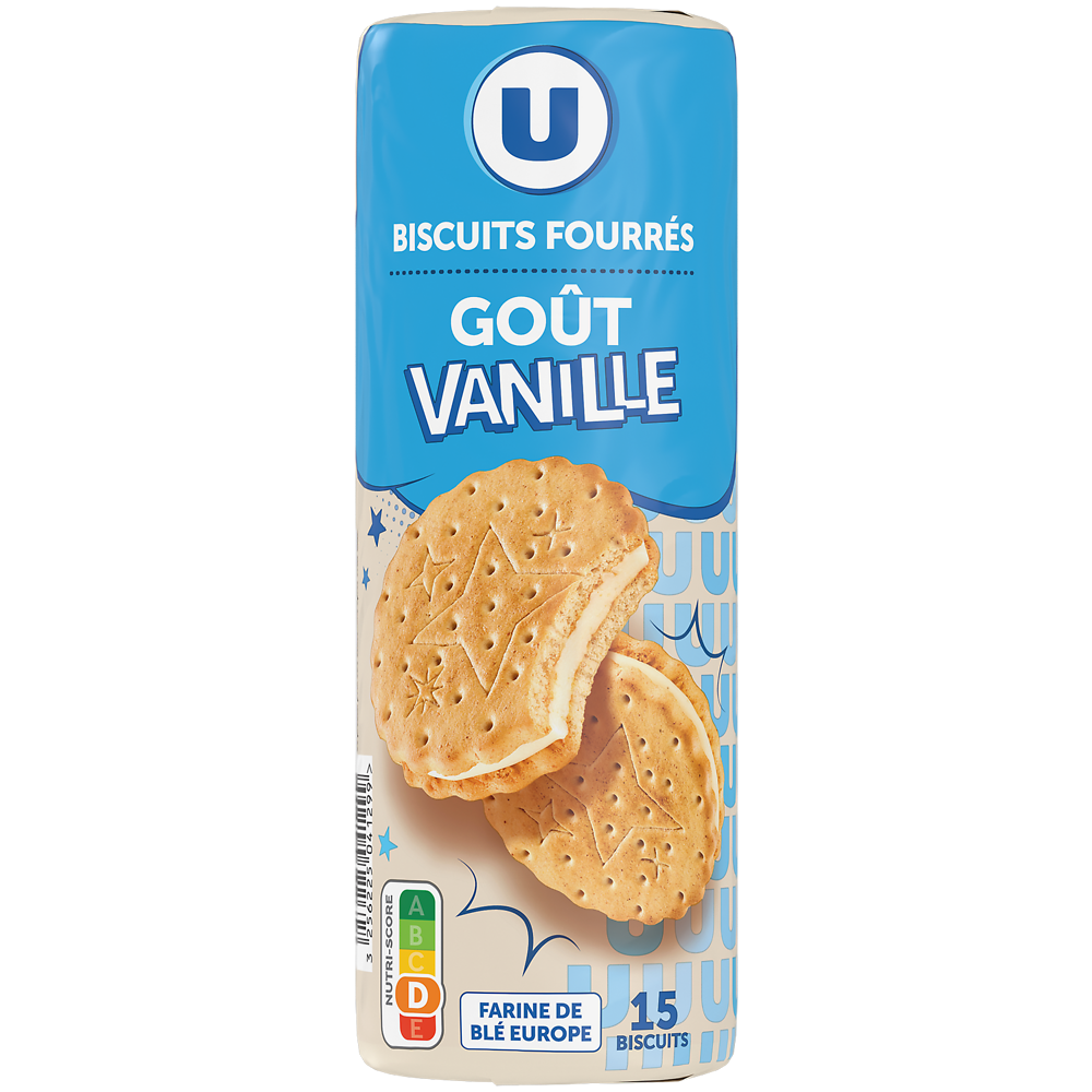 U Goûters fourrés ronds vanille  300g
