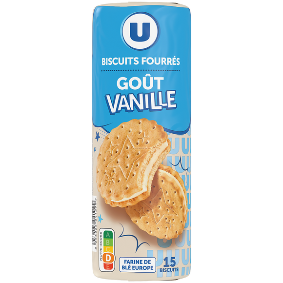 U Goûters fourrés ronds vanille  300g