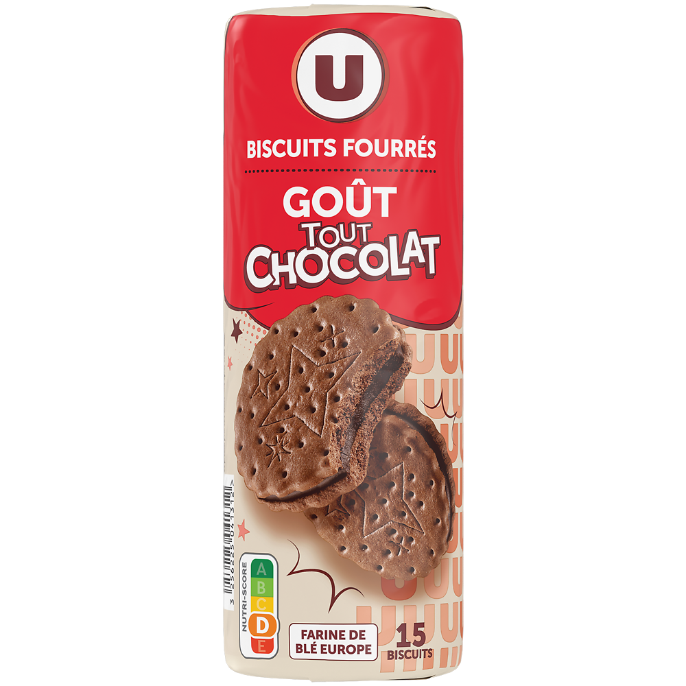 U Gâteaux Fourrés ronds goût tout chocolat 300g