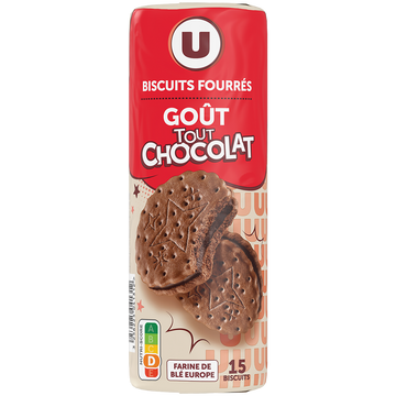 U Gâteaux Fourrés ronds goût tout chocolat 300g
