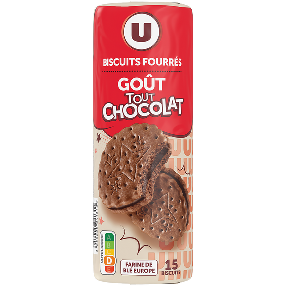 U Gâteaux Fourrés ronds goût tout chocolat 300g