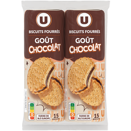 U Gâteaux Goûters ronds fourrés au chocolat 2 paquets de 600g
