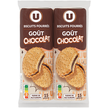 U Gâteaux Goûters ronds fourrés au chocolat 2 paquets de 600g