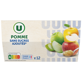 U Dessert fruitier coupelle pomme sans sucre ajouté 12x100g