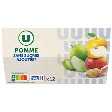 U Dessert fruitier coupelle pomme sans sucre ajouté 12x100g