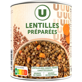 U Lentilles préparées - Boîte 530g