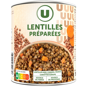 U Lentilles préparées - Boîte 530g