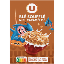 U Céréales blé soufflé miel caramélisé U, paquet de 375g