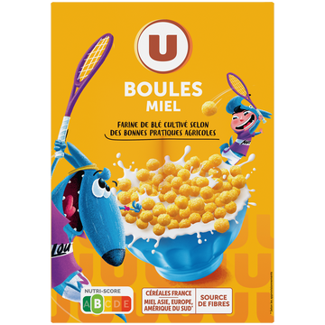 U MAT ET LOU Céréales Boules de céréales miel  375g