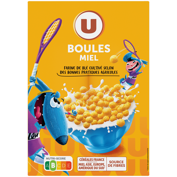 U MAT ET LOU Céréales Boules de céréales miel  375g