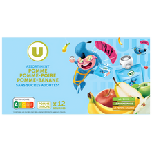 U MAT ET LOU Gourdes dessert fruitier pomme-pomme poire pomme-banane sans sucre ajouté 12x90g