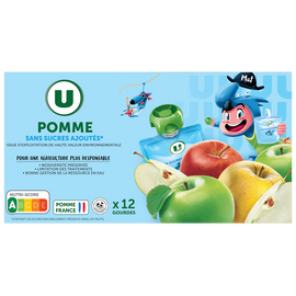 U Gourdes dessert fruitier à la pomme sans sucre ajouté 12x90g