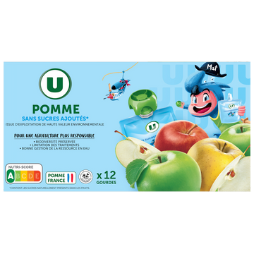 U Gourdes dessert fruitier à la pomme sans sucre ajouté 12x90g
