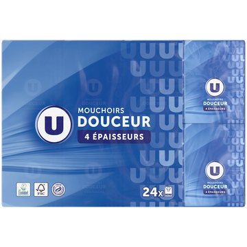 U Mouchoirs 4 plis  24 étuis compacts