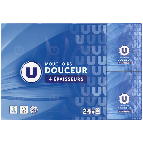 U Mouchoirs 4 plis 24 étuis compacts