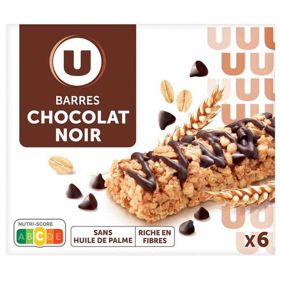 U Barre de Céréales riz et blé complet chocolat x6 - 126g