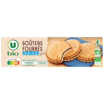 U BIO Gâteaux Goûters bio fourrés chocolat au lait 185g