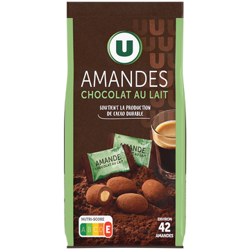 U Amandes chocolatées  paquet de 125g