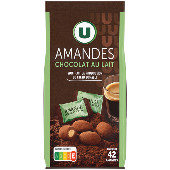 U Amandes chocolatées  paquet de 125g
