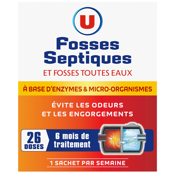 U Entretien pour fosses septiques traitement pour 6 mois  26 doses