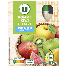 U Gourdes dessert fruitier pomme kiwi goyave sans sucre ajouté 4x120g