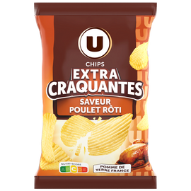 U Chips extra craquantes saveur poulet rôti - paquet 135G
