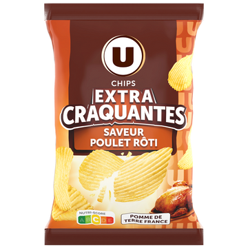 U Chips extra craquantes saveur poulet rôti - paquet 135G
