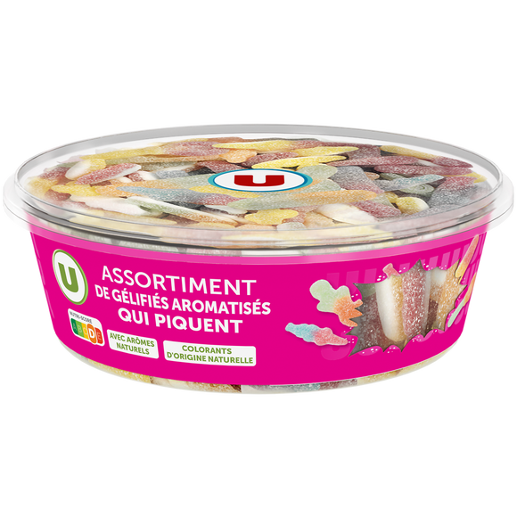 U Bonbons Assortiment gélifiés aromatisés qui piquent bac de 600g