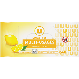 U Lingettes multi-usages parfum citron x40