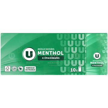 U Mouchoirs parfum menthol  10 étuis