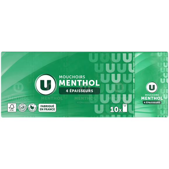 U Mouchoirs parfum menthol 10 étuis