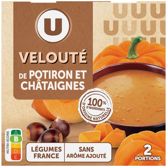 U Soupe Velouté potiron châtaignes 2 briques de 30cl